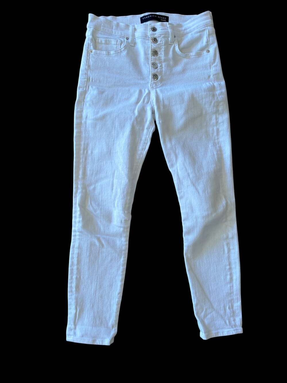 Veronica Beard Debbie Skinny Jeans White High Rise Button Fly Premium Denim sz 2